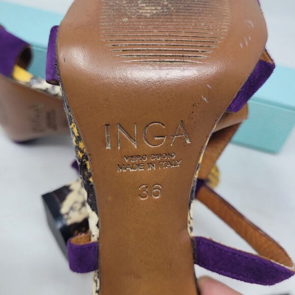 INGA Genuine Snakeskin Leather Shoes Heels Made Italy, US sz 6, EU 36, PYTHON - Picture 5 of 8